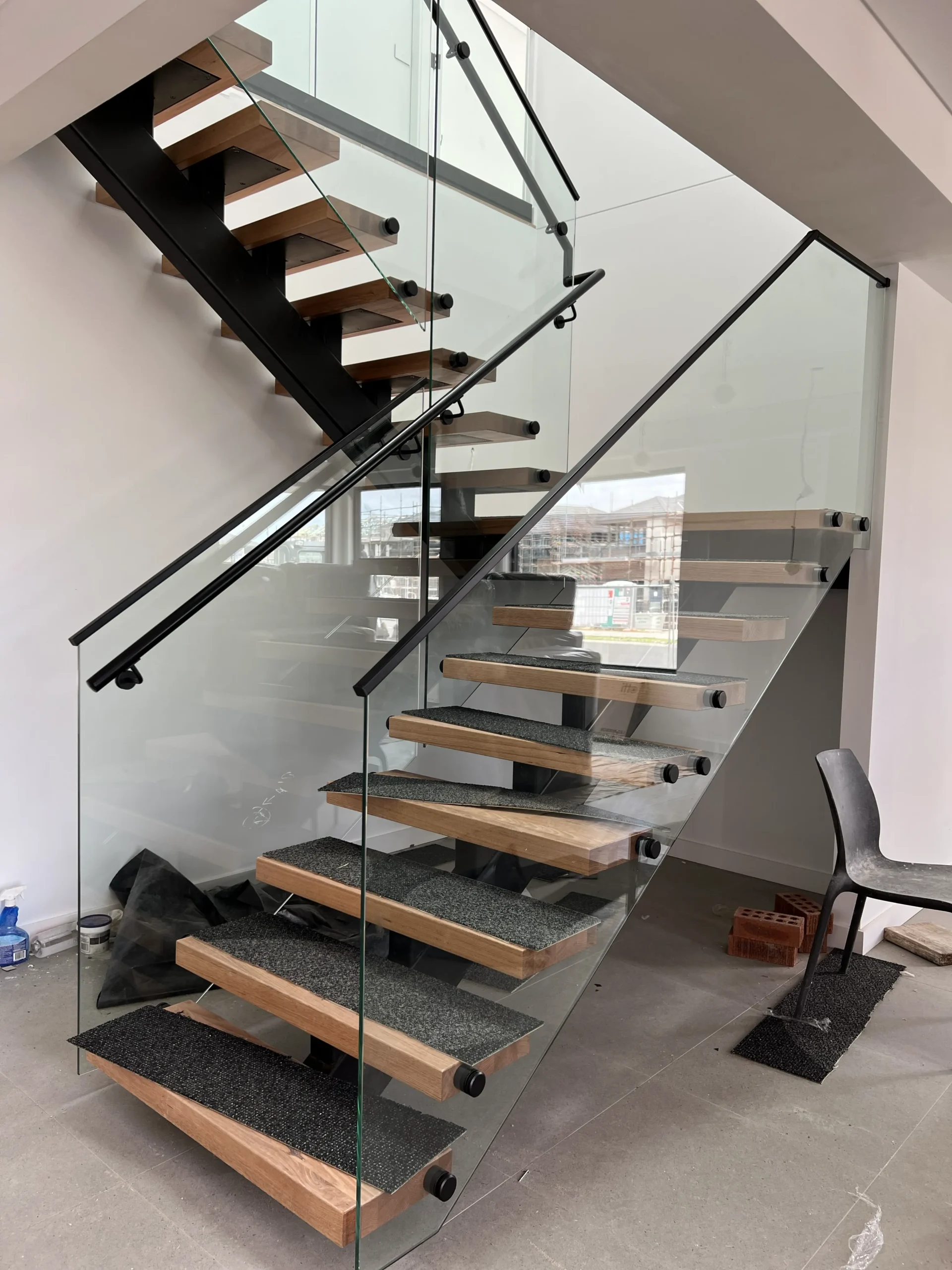 Glass balustrade and stairs